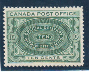 Canada #E1a XF/NH Gem **With Certificate**