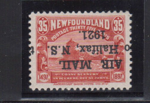 Newfoundland #C3c VF Mint Inverted Overprint **With Certificate**