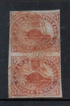 Canada #1 Used Pair With Red Concentric Ring Cancel **With Cert.**
