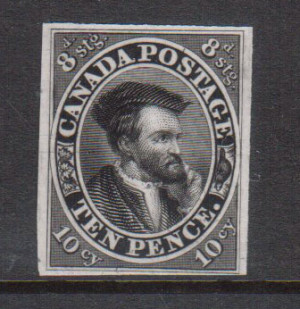 Canada #7TC VF Plate Proof In Black On India Paper