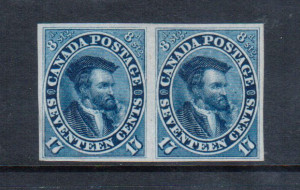 Canada #19b XF Mint Imperf Pair