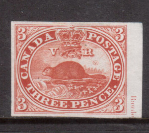 Canada #1P XF Plate Proof Showing Imprint On India Paper