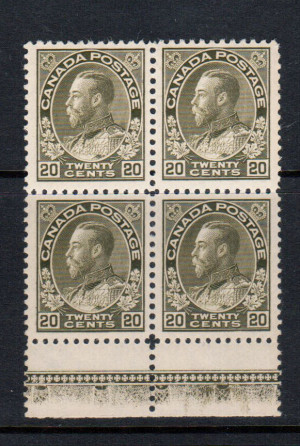 Canada #119 XF/NH Lathework Block **With Certificate**