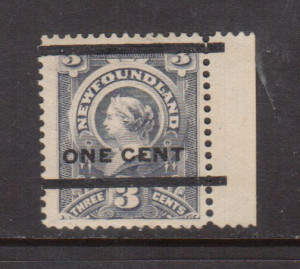 Newfoundland #77 XF Mint Type C Overprint **With Certificate**
