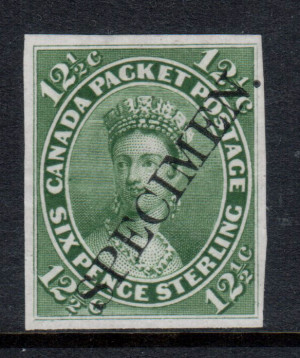 Canada #18Piii XF Proof On India Paper With Diagonal Specimen In Black