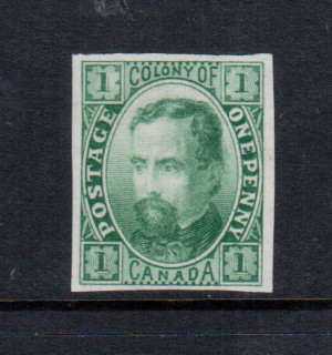Canada M & P #E-Aa XF Colony Of Canada Plate Essay In Blue Green On India Paper